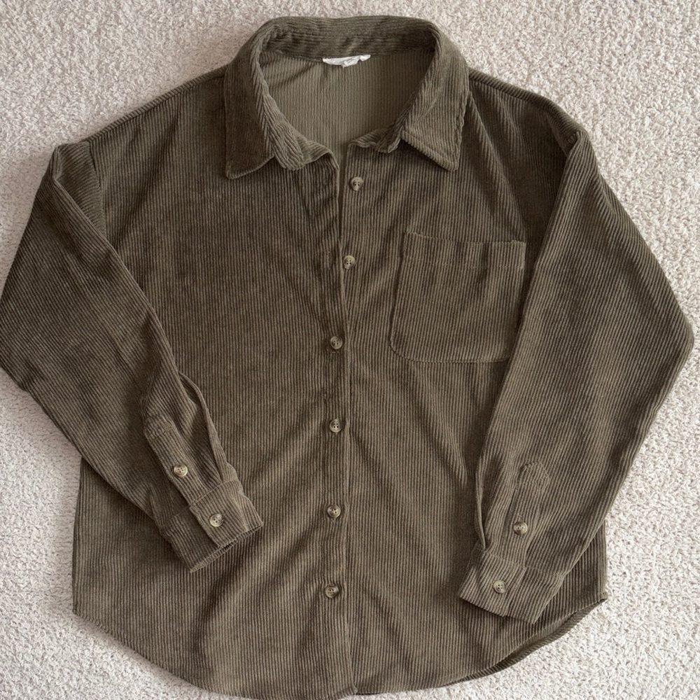 Olive Corduroy Lightweight Shacket